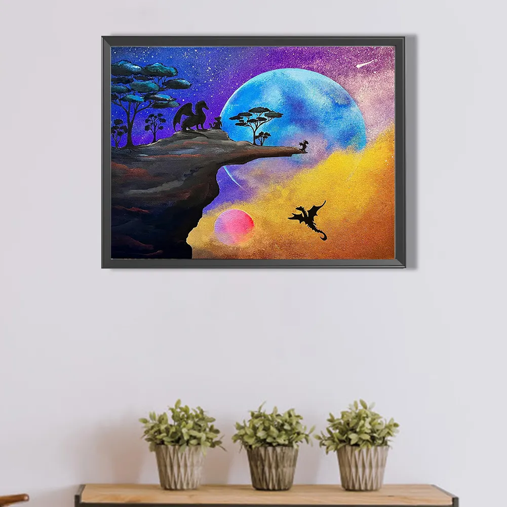 Full Round Diamond Painting 40*30cm - Young Dragon Learns To Fly
