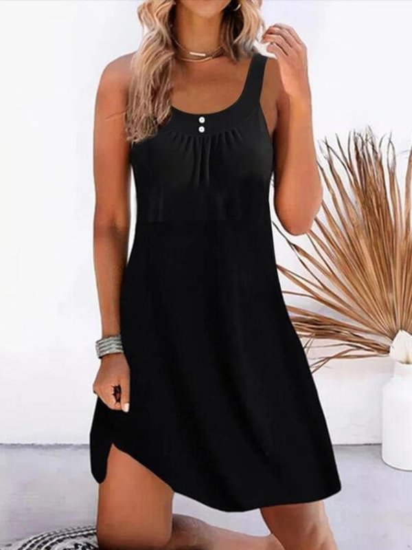 Solid Sleeveless Shift Above Knee Little Casual Dresses