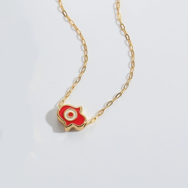 Copper 14K Gold Plated Enamel  Pendant Necklace