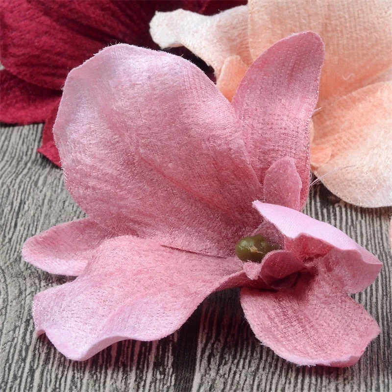5pcs/lot 8cm High Quality Silk Artificial Orchid Flower Heads For Wedding Christmas Decoration Orchis Cymbidium Fake Flowers