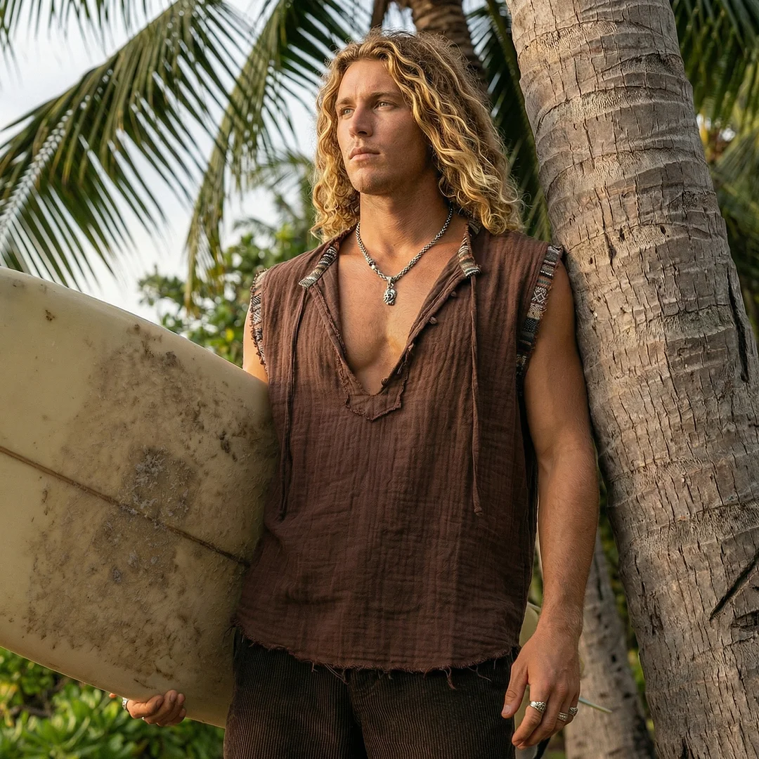 Linen Ethnic Style V-neck Vest Sleeveless V-neck Top-INSPIREUSE