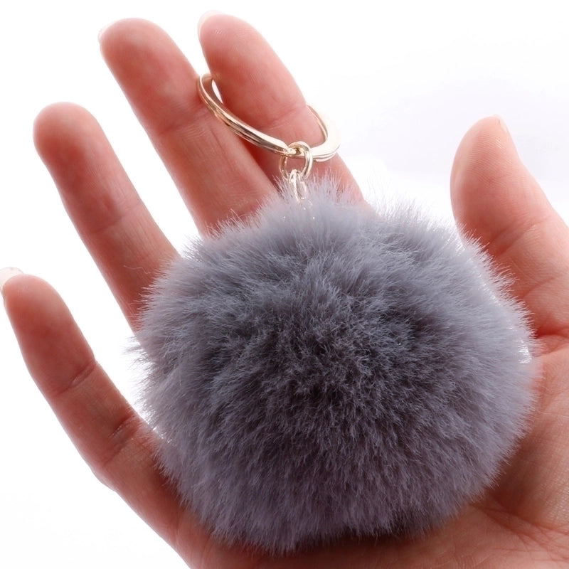 Fashion 7cm Imitation Rex Rabbit Fur Small Ball Keychain