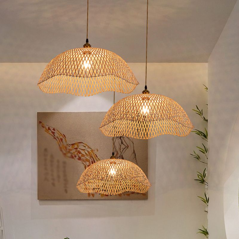 Bamboo Scalloped Pendant Lighting Fixture