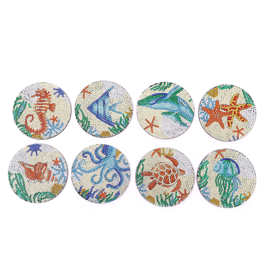 DIY Wooden Marine Life Coasters Diamond Painting Kits for Beginners, Adults & Kids Art Craft