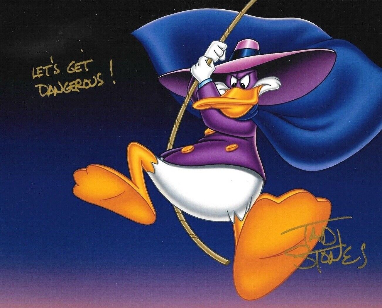 * TAD STONES * signed 8x10 Photo Poster painting * DARKWING DUCK * COA * 4