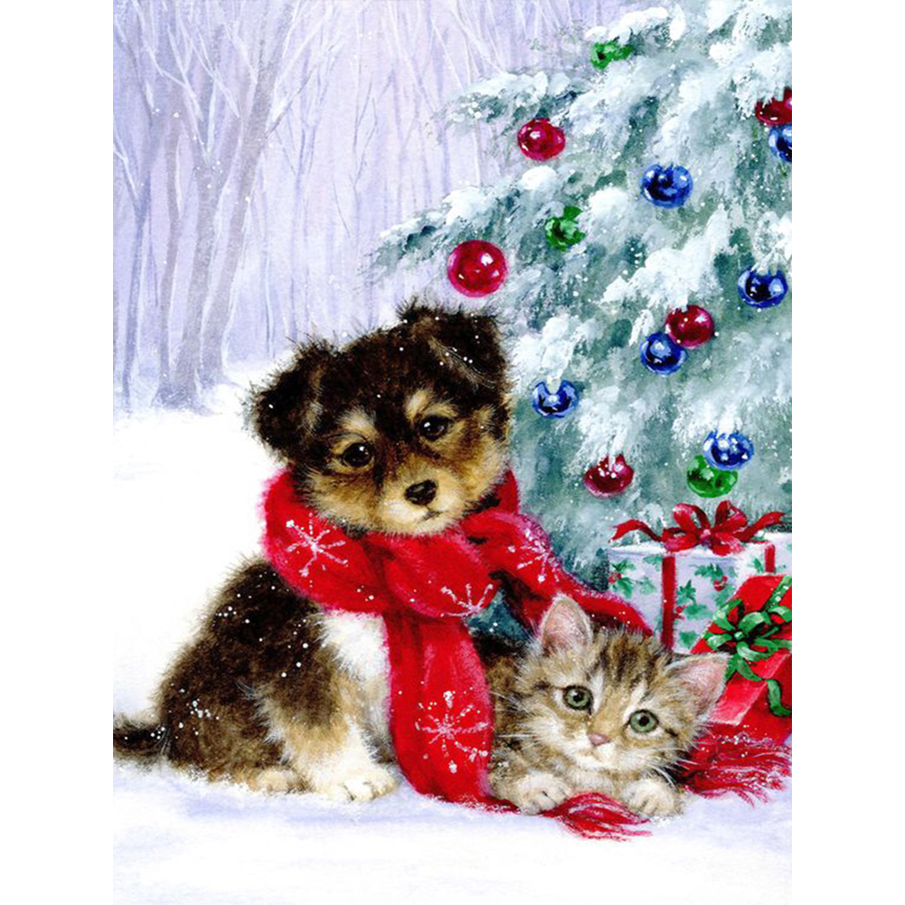 

Christmas Cat Dog - Round Drill Diamond Painting - 30*40CM, 501 Original