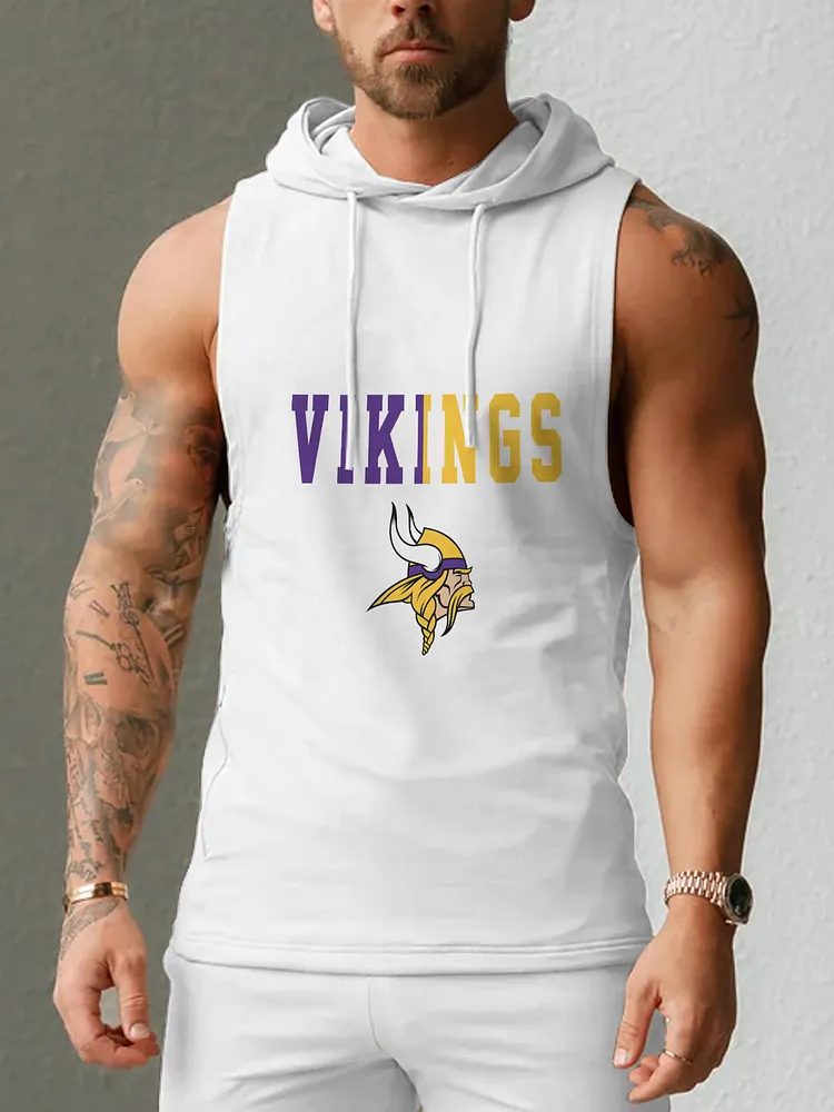 Minnesota Vikings Men's  Casual Comfy Sleeveless Hooded Tank Top