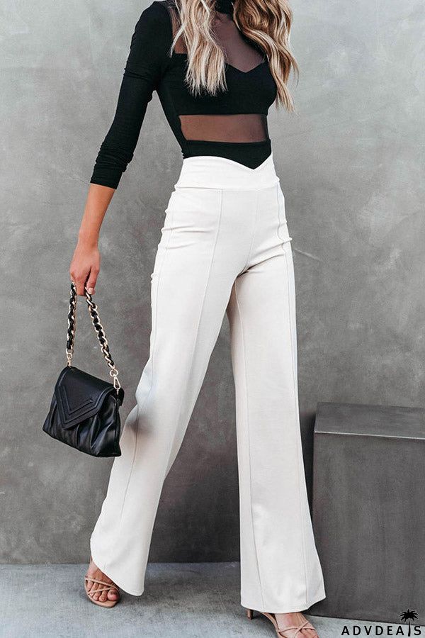FRONT CREASE WIDE LEG PANTS