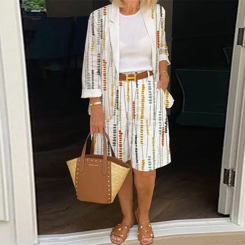 White with Printed Pattern Pantsuit