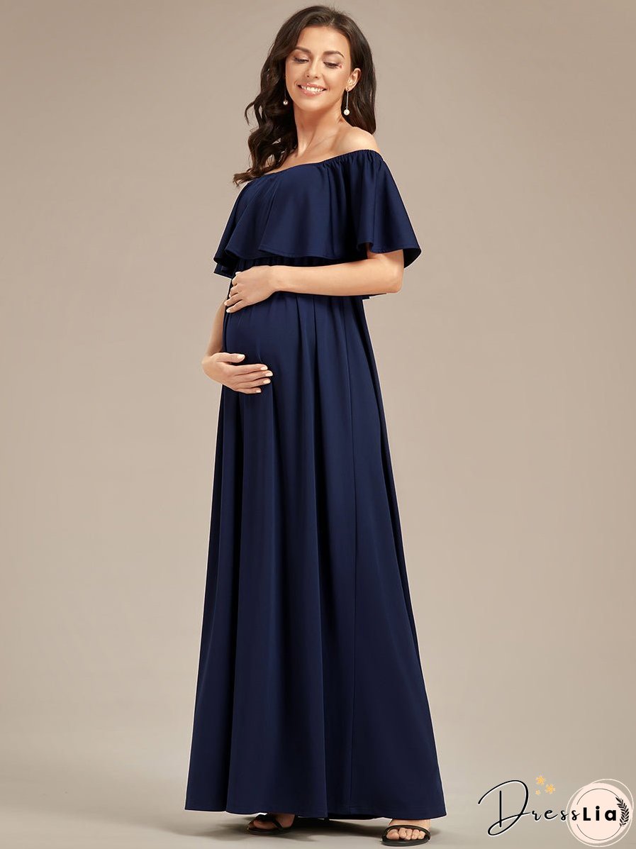 Off Shoulder Pleated A Line Wholesale Maternity Dresses
