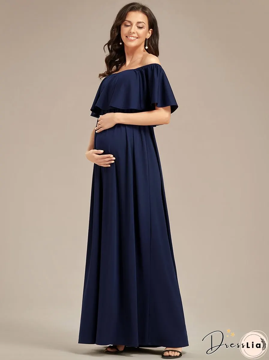 Off Shoulder Pleated A Line Wholesale Maternity Dresses
