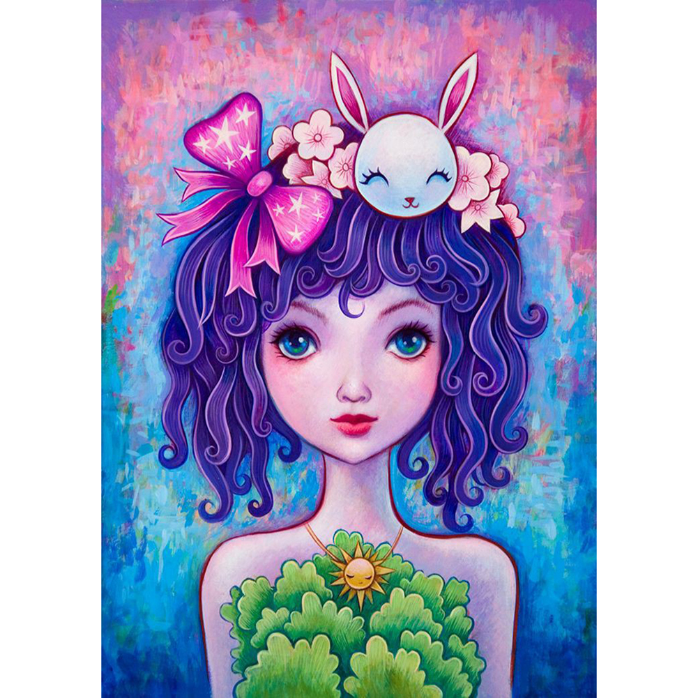 

30*40CM - Painted Girl - Round Drill Diamond Painting, 501 Original