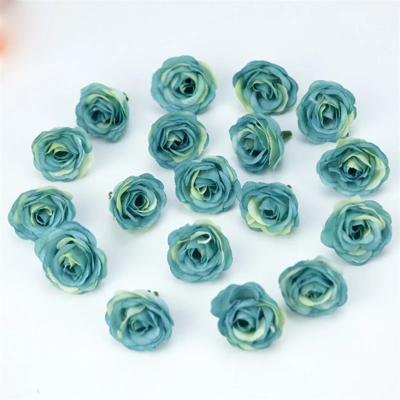 10/50/100pcs 2.5cm Mini Silk Artificial Rose Flower Heads For Wedding Party Home Decoration DIY Accessories Fake Flowers Craft