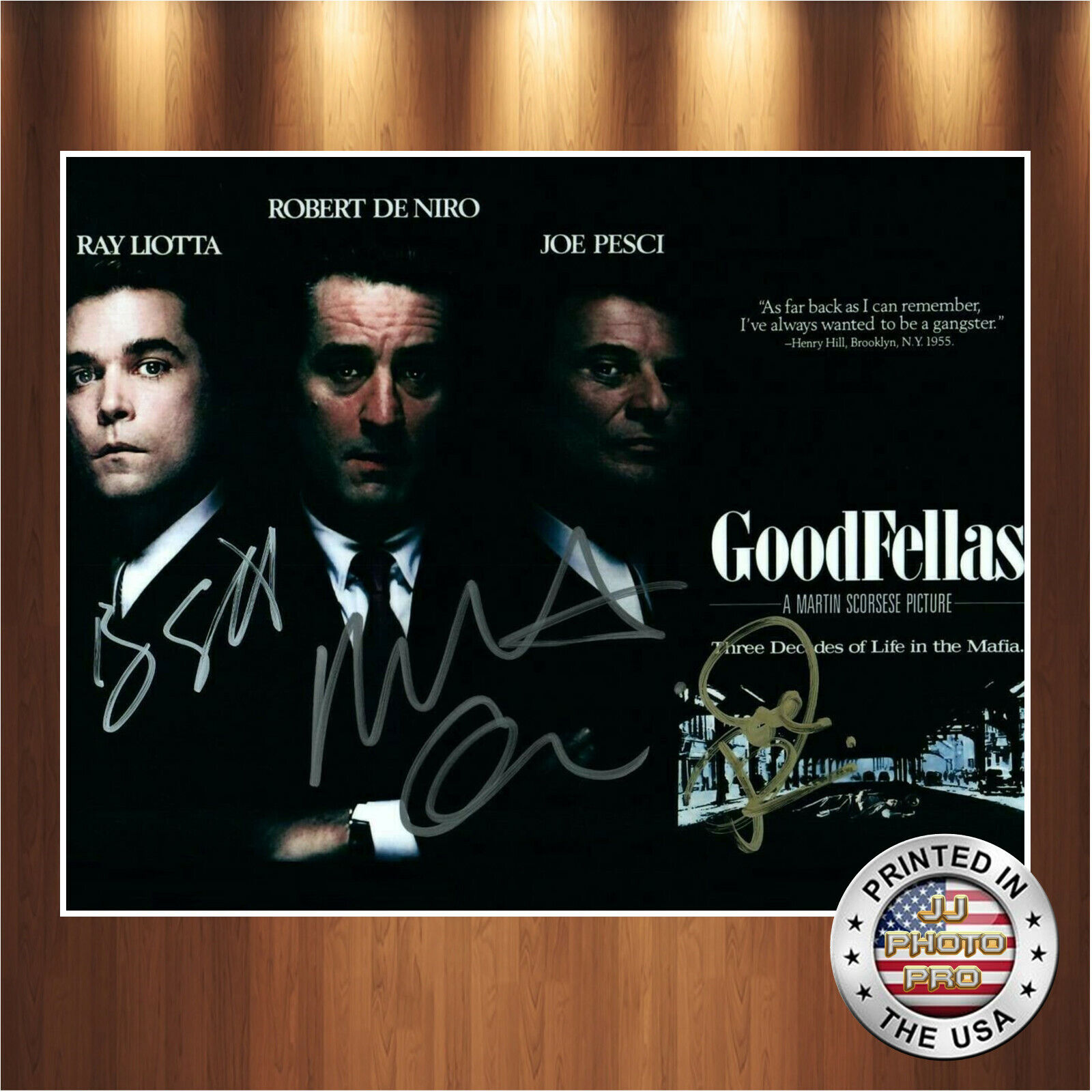 Robert De Niro Pesci Liotta Autographed Signed 8x10 Photo Poster painting (Gangster) REPRINT