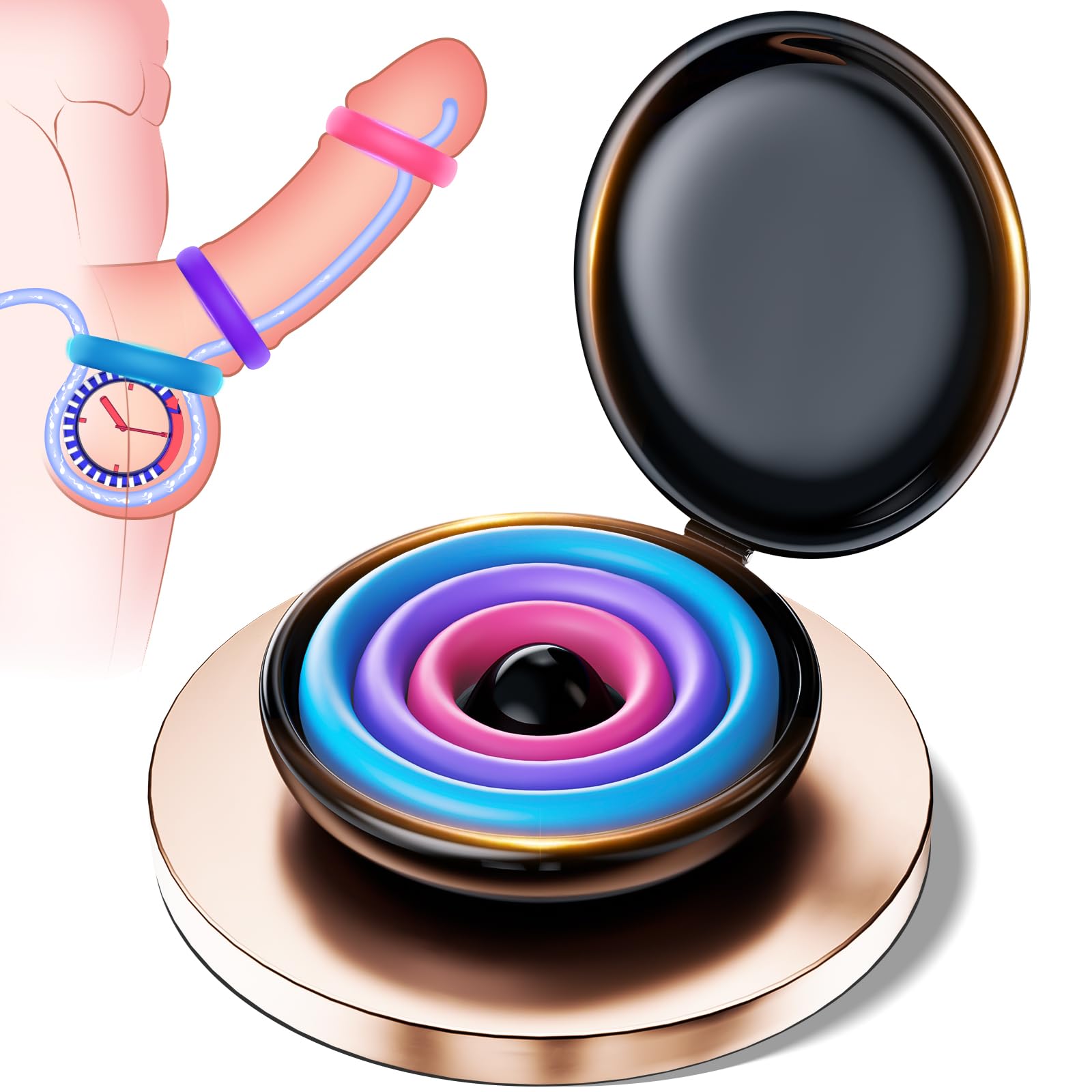 Men's Silicone Penis Rings With 3 Pcs Different Sizes For Erection Enhancing - Rose Toy