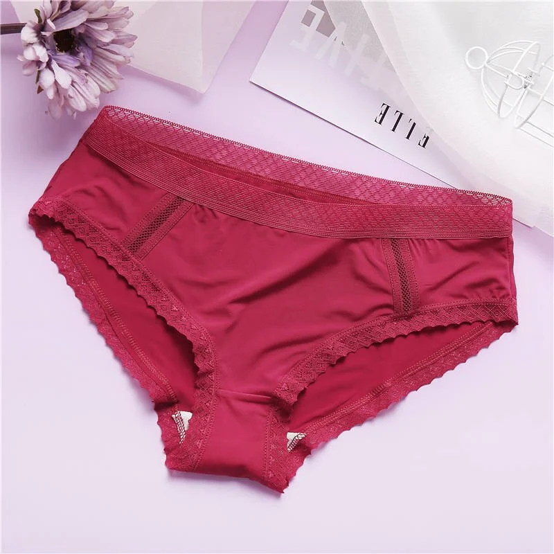 M-XL Sexy Seamless Panties Women Lace Underwear Solid Color Female Underpants Briefs Pantys for Woman Hollow Intimates Lingerie