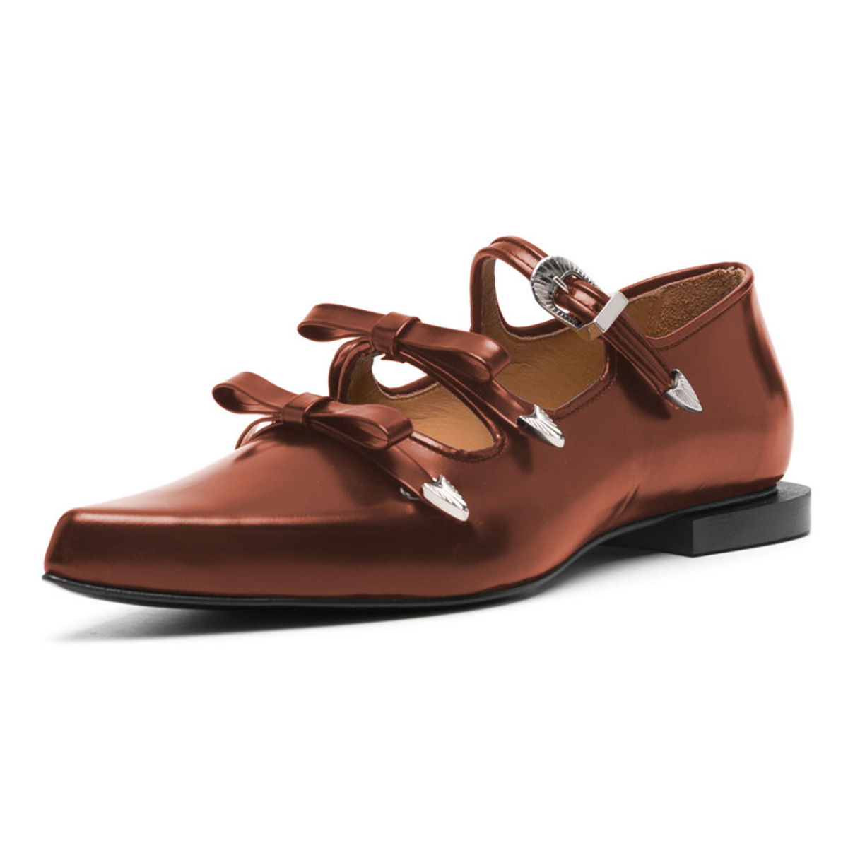 Brown Pointed Toe Knot-Bow Elegeant Flat Dress Shoes for Women Nicepairs