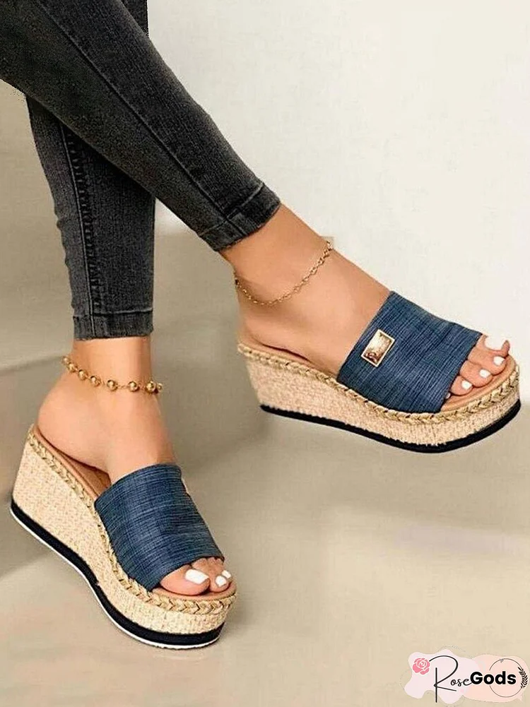 Resort Hemp Rope Sole Wedge Sandals