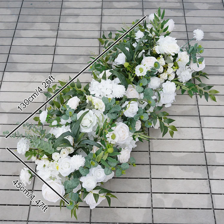 A8641 White Rose Green Willow Leaf Floral Arrangement Decor Heart-Shaped Wedding Arch