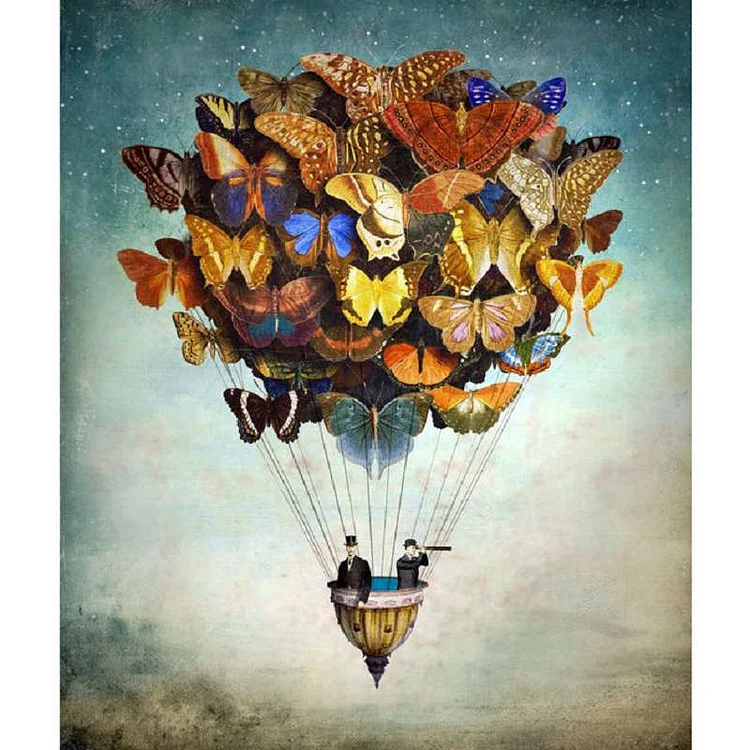 Butterfly Hot Air Balloon 30*40CM (Canvas) Full Square Drill Diamond Painting gbfke