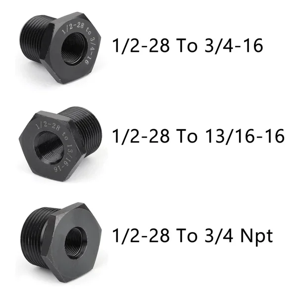 Garlaven 3PCS 1/2-28 to 3/4-16, 13/16-16, 3/4 NPT Thread Oil Filter Adapters Black New Generic