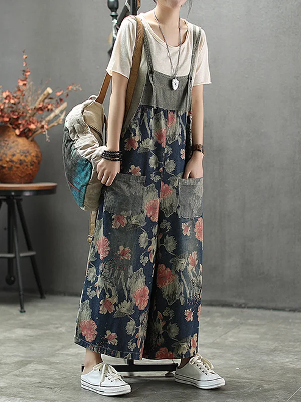 Strap High Waist Stylish Printed Wide Leg Pants