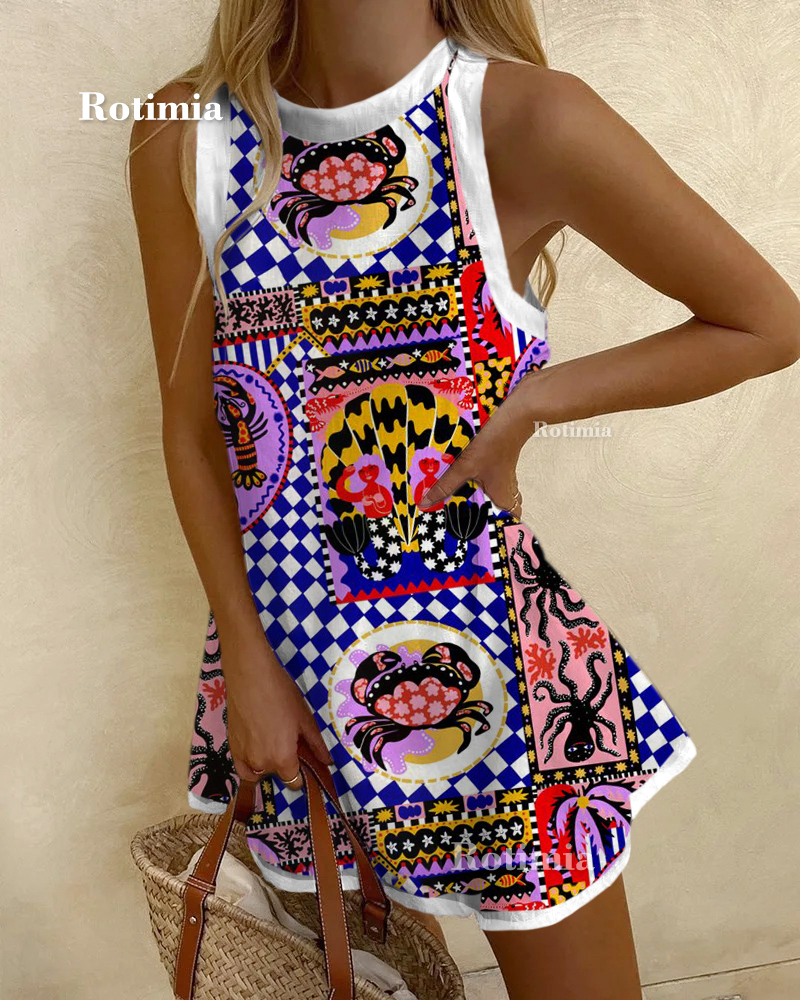 Fun Printed Sleeveless Dress