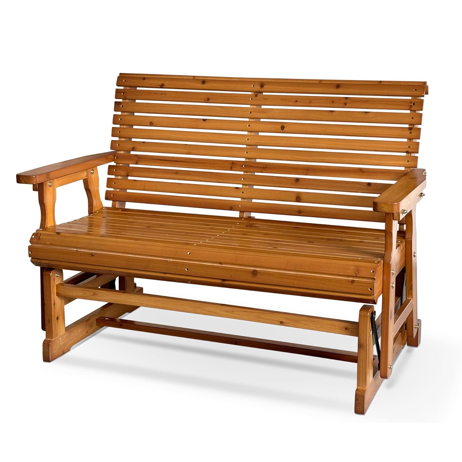 Outdoor Brown Wooden Porch Glider - 2 Seater