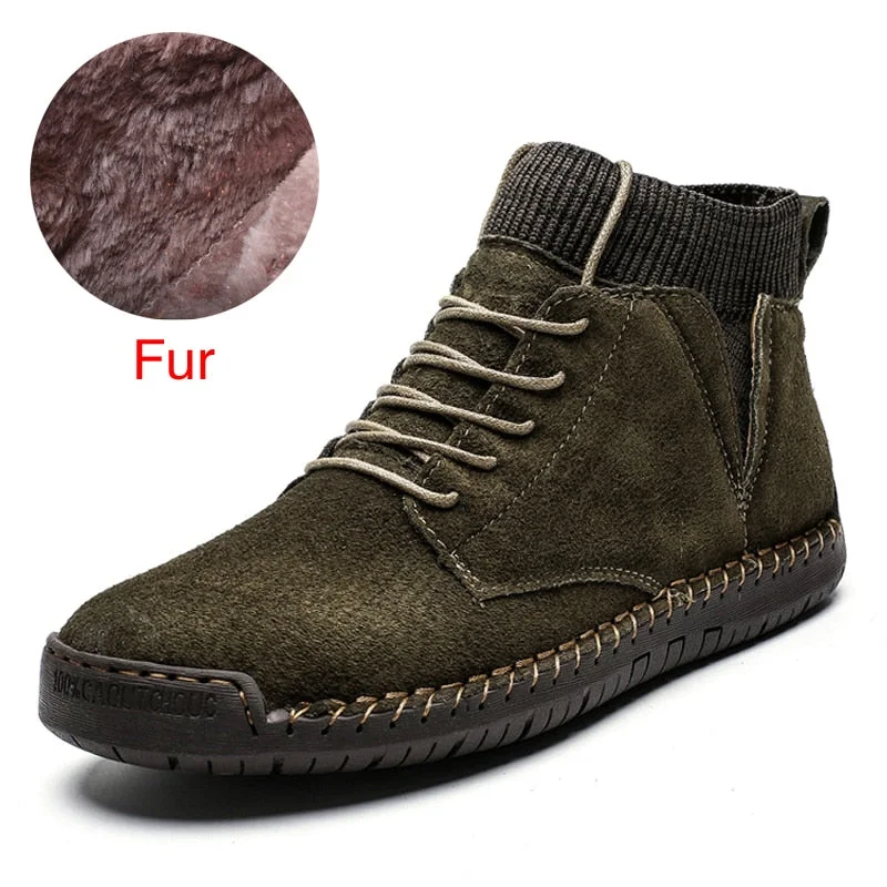 DEKABR Brand Men Snow Boots Winter Plush Warm Men Motorcycle Boots Lace-Up Non-slip Male Ankle Boots Autumn Man Work Shoes