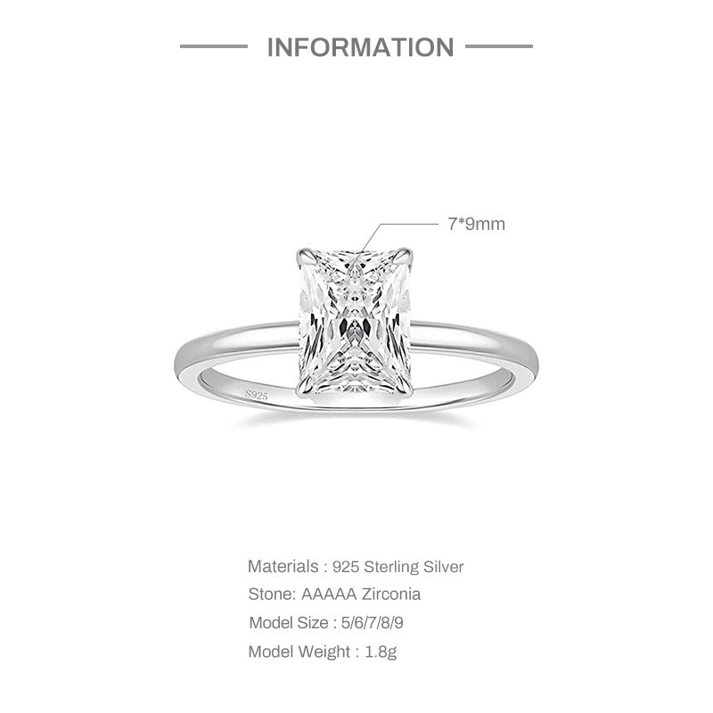 Sterling Silver Zircon Geometric Rings