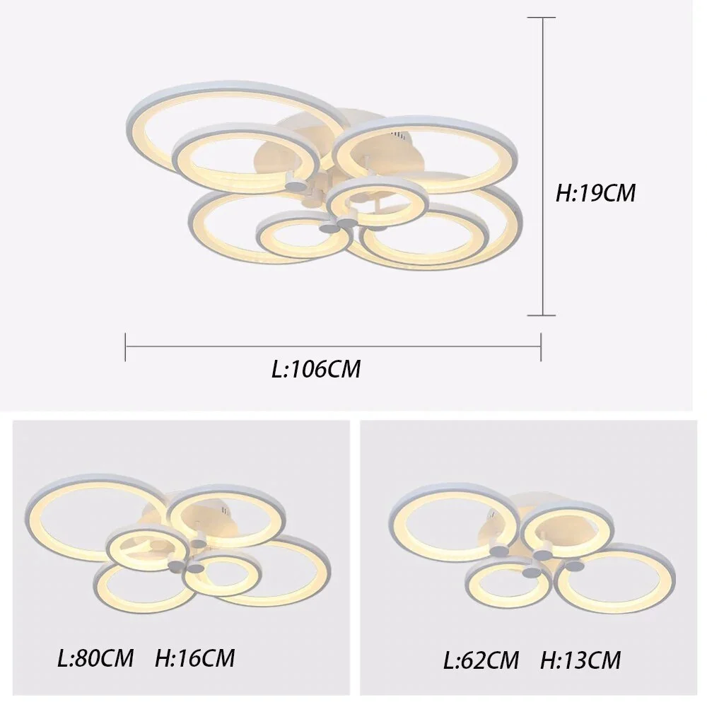 Modern LED Rings Ceiling Lamp For Kitchen Living Room Study Room Bedroom Dimmable+Remote Control   Geometry  Fixtures