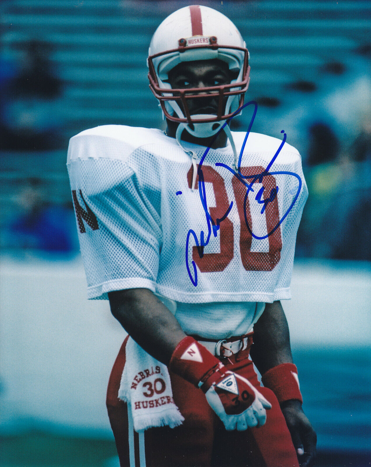 Mike Rozier #4 Photo Poster painting Signed 8x10 Photo Poster painting w/ COA Nebraska 031019