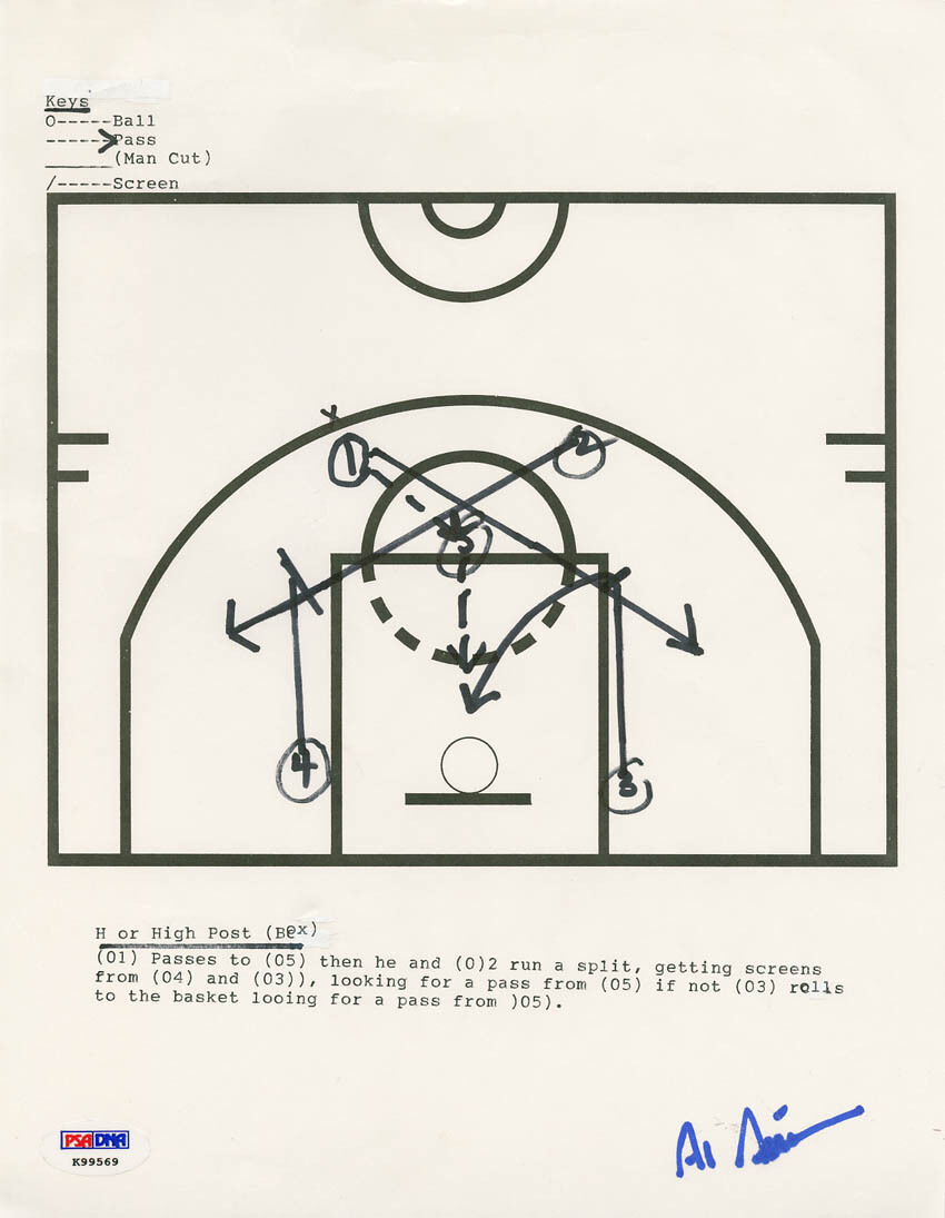 Coach Al Attles SIGNED HAND DRAWN PLAY Golden State Warriors PSA/DNA AUTOGRAPHED