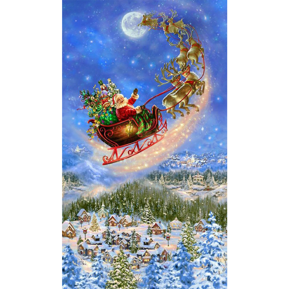 

Santa Elk Sled - Round Drill Diamond Painting - 40*70CM (Big Size), 501 Original