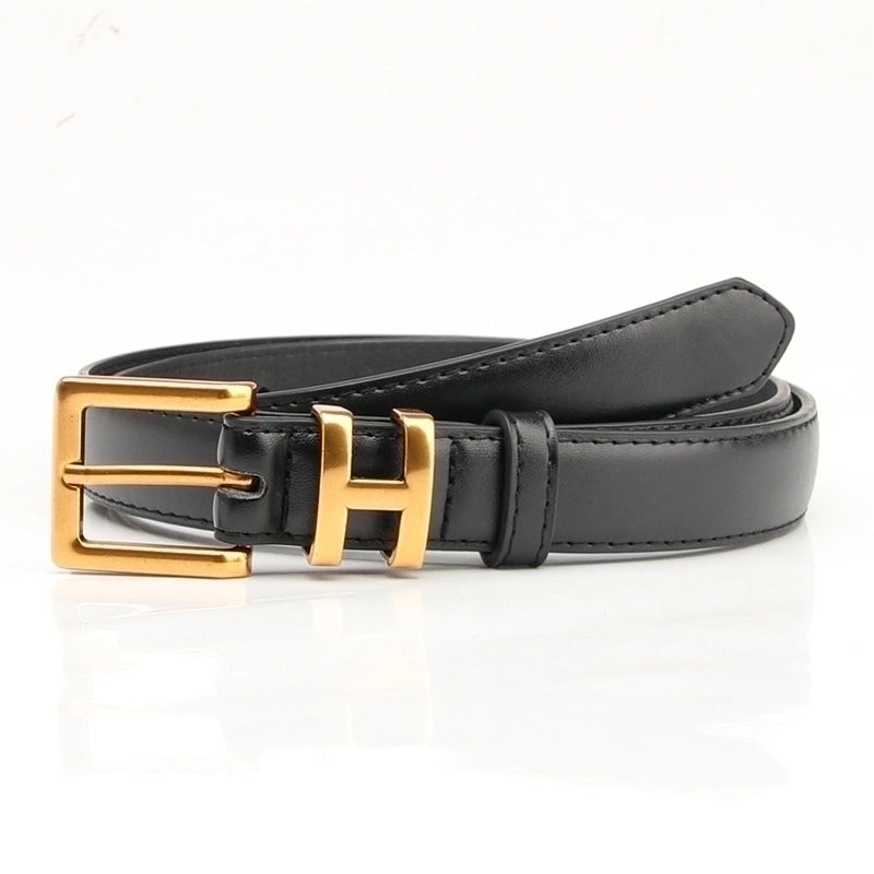 Minimalist Solid Color Pu Leather Alloy Women’s Leather Belts 1 Piece