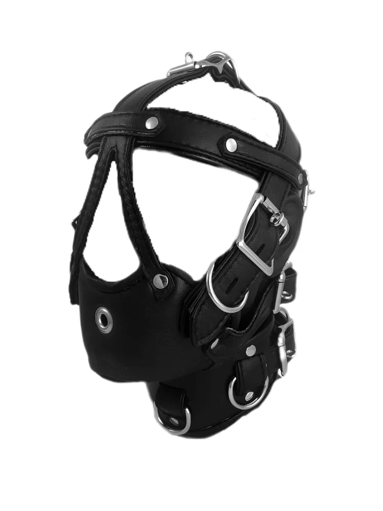 pornhint Pornhint Custom Padded Leather Muzzle w/ Locking Posture Collar ? BDSM Bondage Gear deepthroat trainer