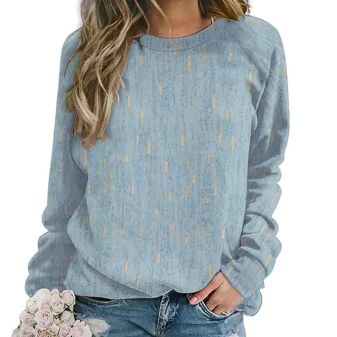 Printed Long Sleeve Casual Sweatshirt for  Women and Men Unisex Pattern Glitter, Blue