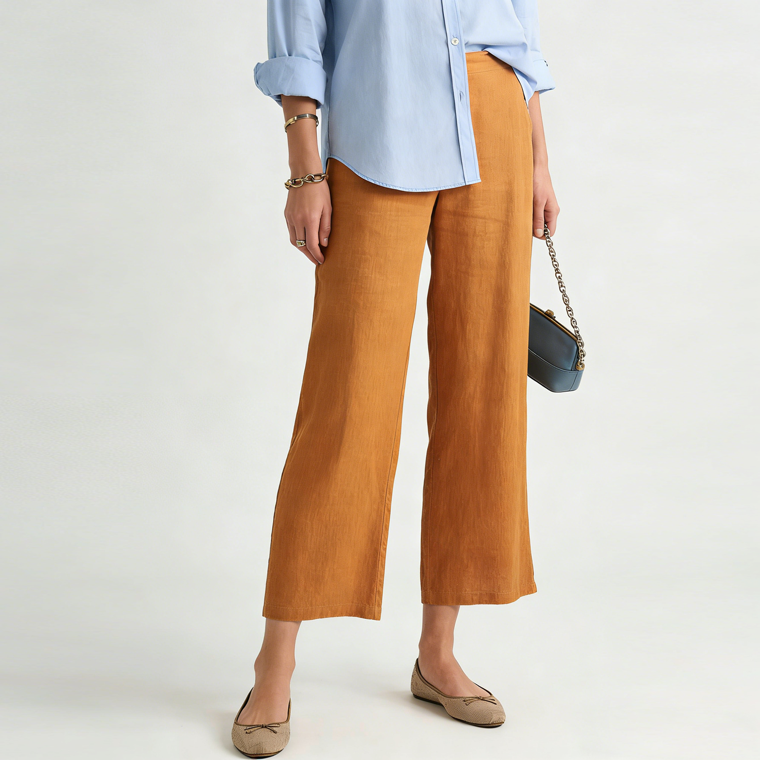 100% European Linen Pants Cropped Comfy for Women REAL SILK LIFE