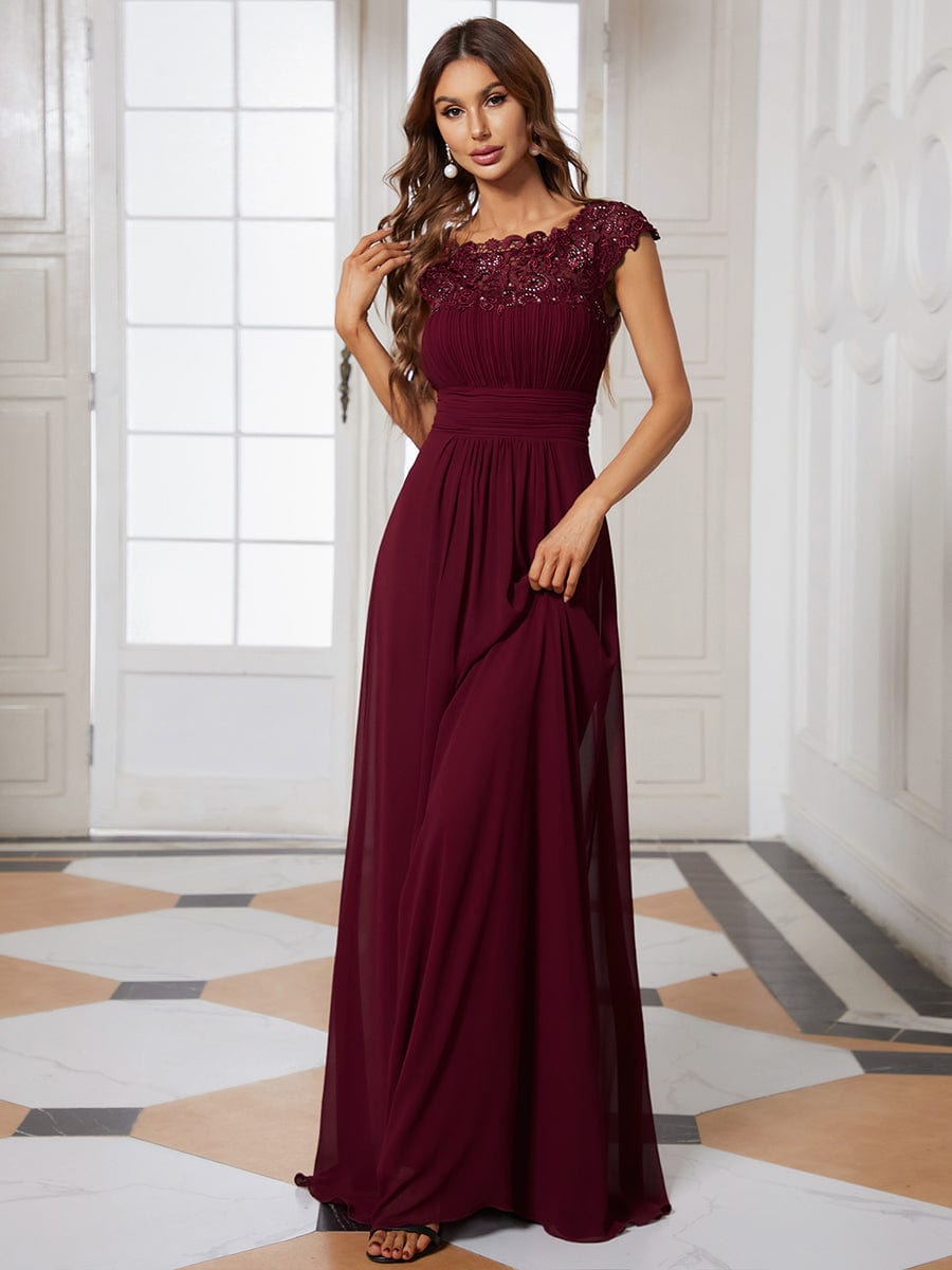 Sophisticated Lace Detail Evening Gown