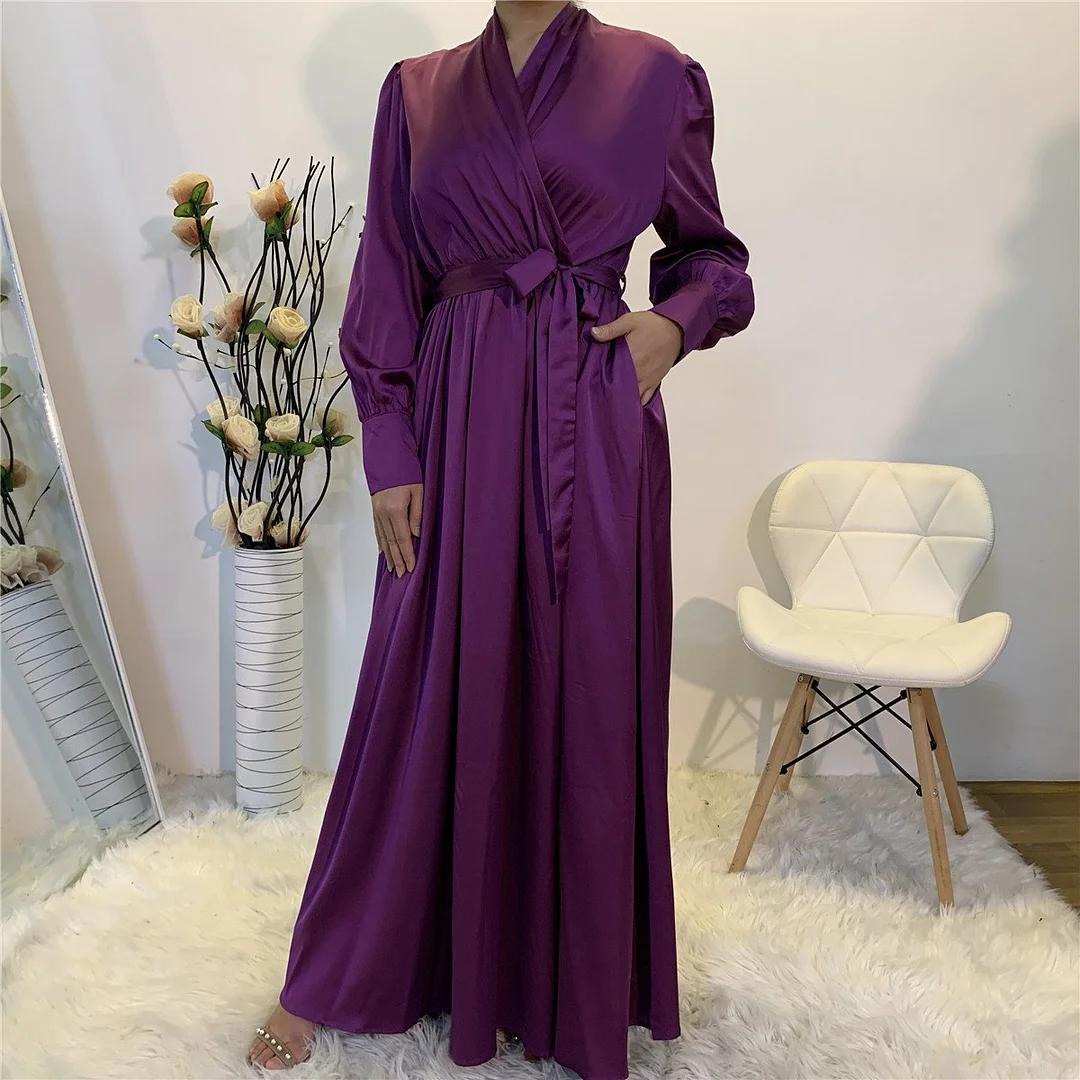 Women's Wrap Dress Maxi Long Dress Purple Red Long Sleeve Solid Color Spring Summer V Neck Hot Sexy Going Out