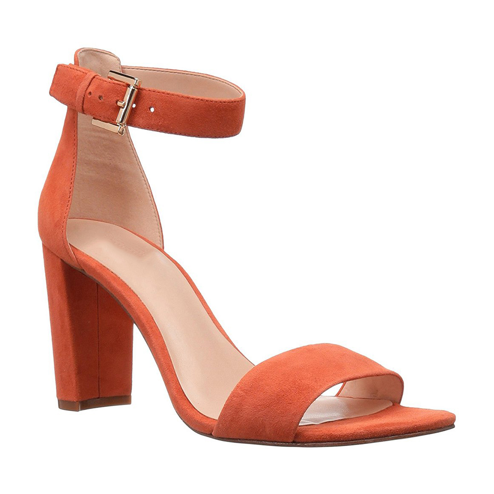 90mm Women's Ankle Strap Pumps Block Heel Suede Sandals Summer Shoes-MERUMOTE