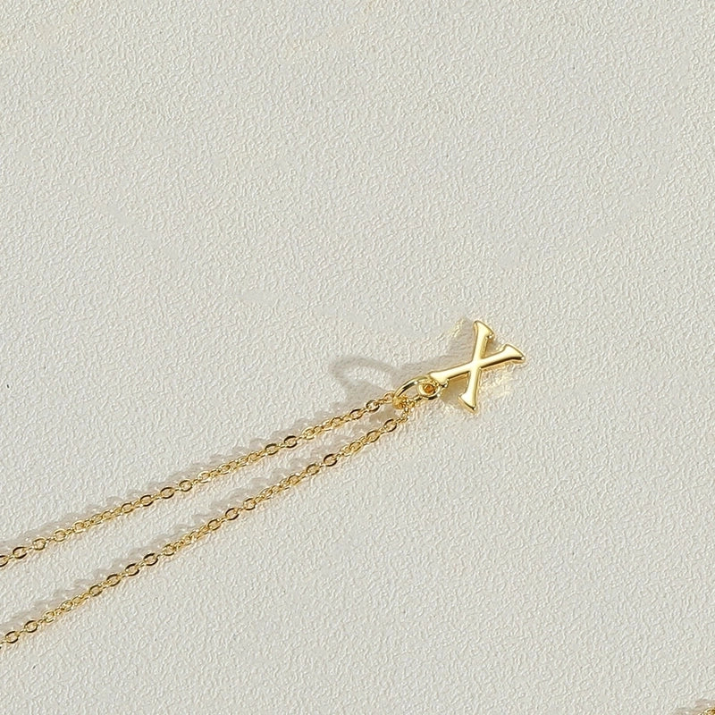 Copper 14K Gold Plated Minimalist Letter Copper Pendant Necklace