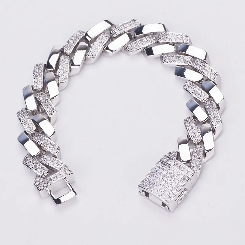 14mm Hip Hop Micro Paved AAA Cubic Zirconia Bling Iced Out Miami Cuban Chain Bracelet-VESSFUL