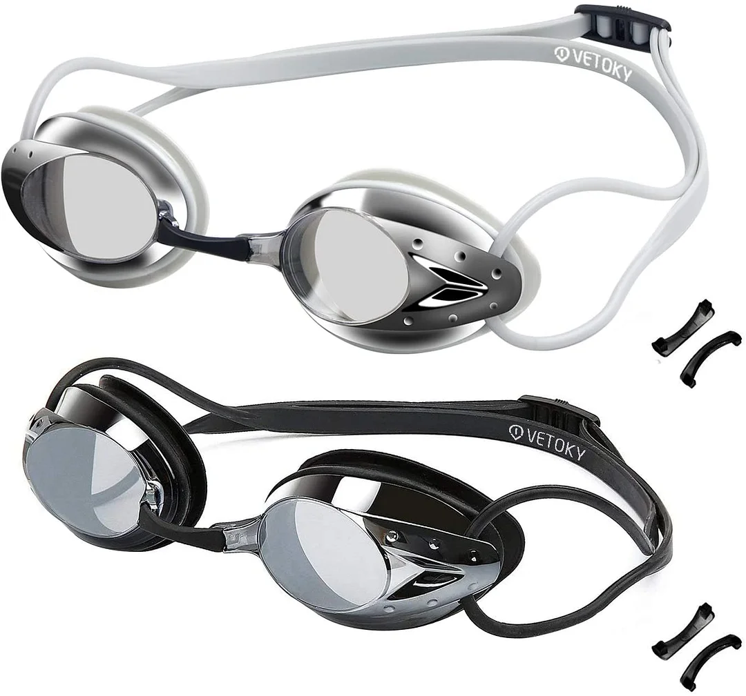 Swim Goggles, Anti Fog Swimming Goggles UV Protection Mirrored & Clear No Leaking Triathlon Equipment