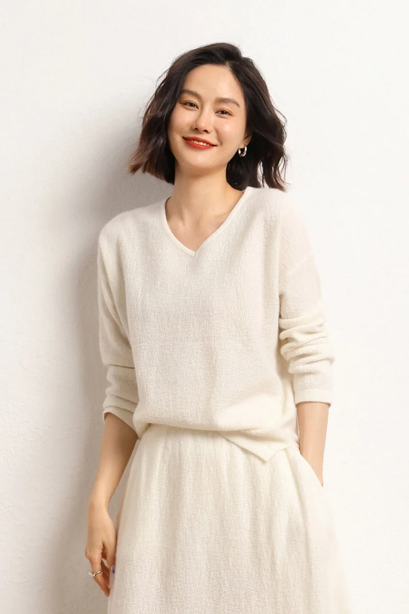 Sonicelife 2023 women's autumn and winter new round neck commuting office cashmere knitted sweater