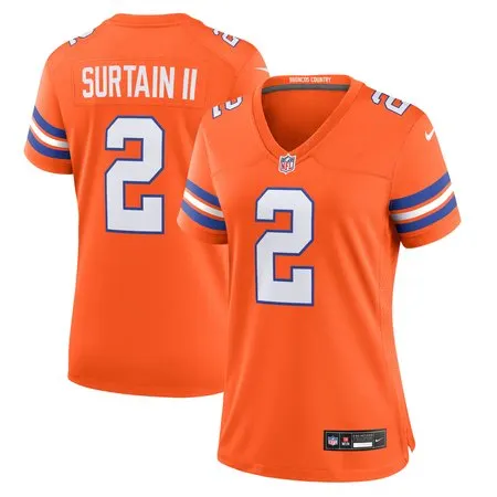 Women's Denver Broncos Patrick Surtain II  Orange Mile High Collection 1977 Throwback Player Game Jersey