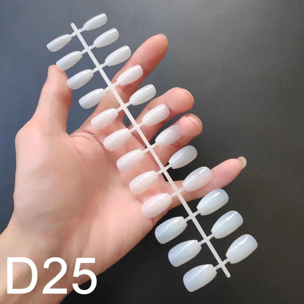 10 Sets Short Coffin Shape False Nail Tips In Same Color 24 Pieces/Set 10 Sizes Press on Fake Nails Manicure Finger Nail Tips-Nail Inspo