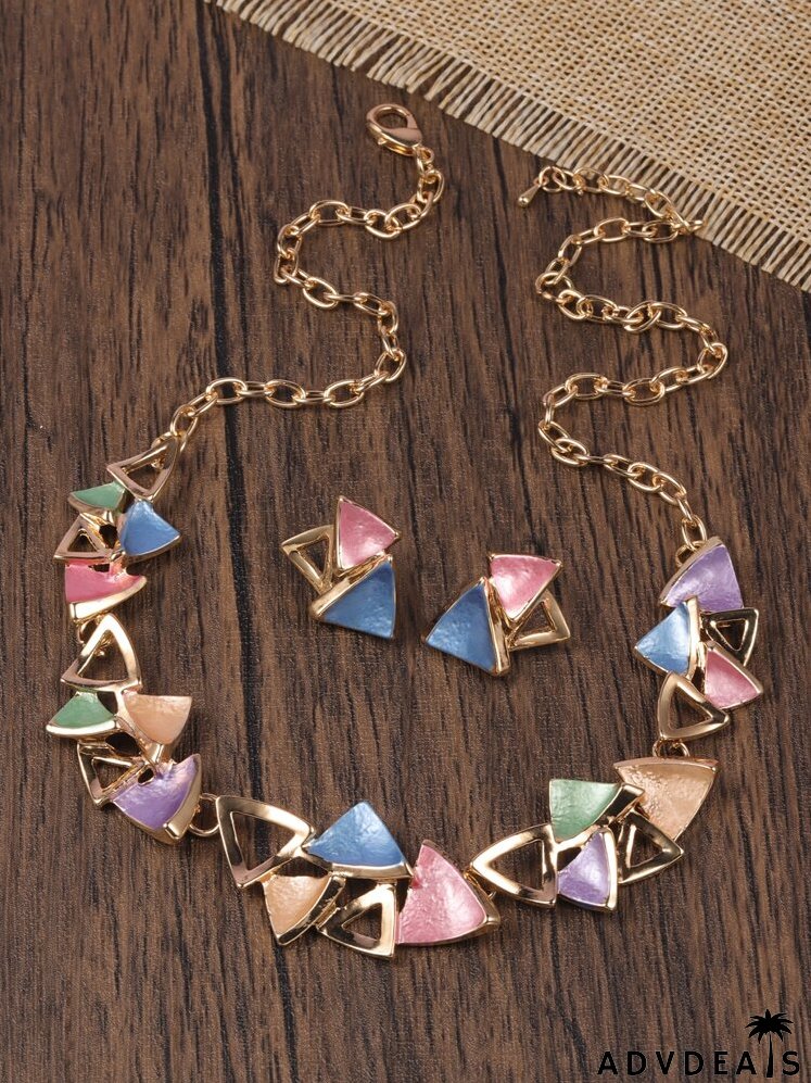 3pcs Triangle Decor Jewelry Set