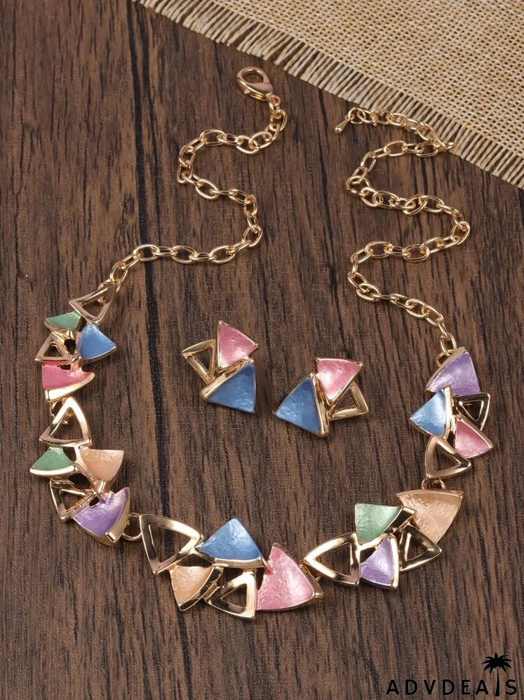 3pcs Triangle Decor Jewelry Set