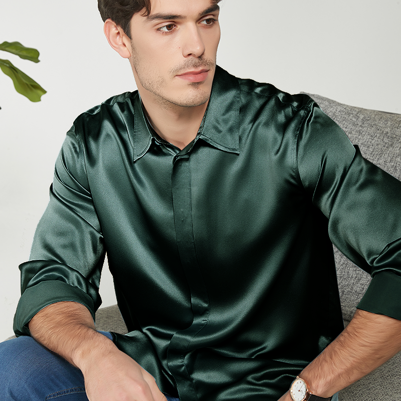 22 Momme Classic Button Down Men's Silk Shirt REAL SILK LIFE